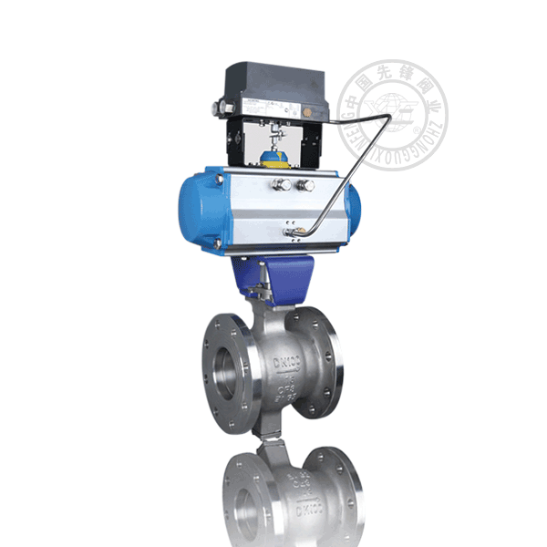 VQ641H-16P/R 气动法兰固定球直通流道硬密封不锈钢（304、316）半偏心球阀